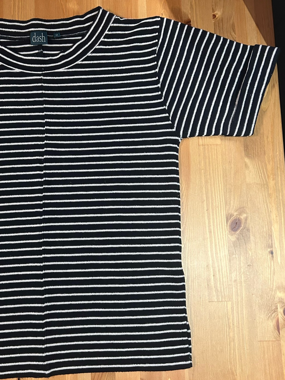 Ash Black and White Striped Short Sleeve Crewneck Tee